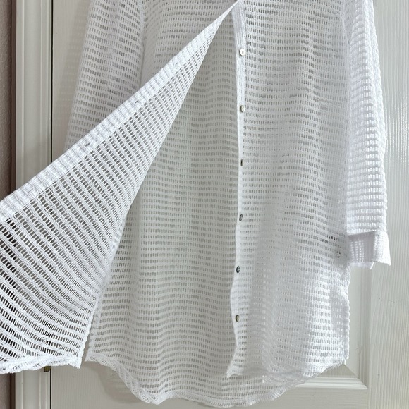 Haute Hippie Womens White Long Sleeve Sheer Like Button Up Dress Cover-up Size M - Picture 4 of 8